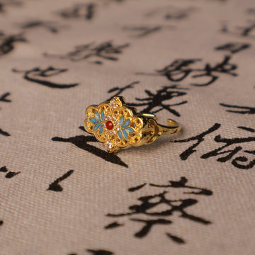 Blue Lace Enamel Taoist Ring · Sigil Embroidery · Celestial Threads Binding