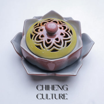 Style Colored Pottery Lotus Incense Burner