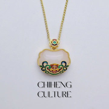 Enamel Long - Life Lock Necklace: A Timeless Choice for Glazed Treasures, Cultural Heritage, and Mind - Body Protection