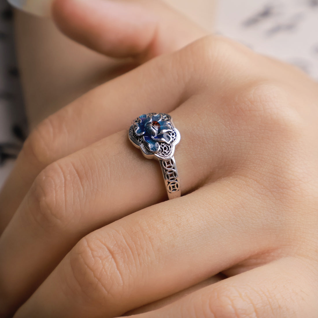 Blue Lotus Enamel Taoist Ring · Luminous Barrier · Alchemy of Opposites